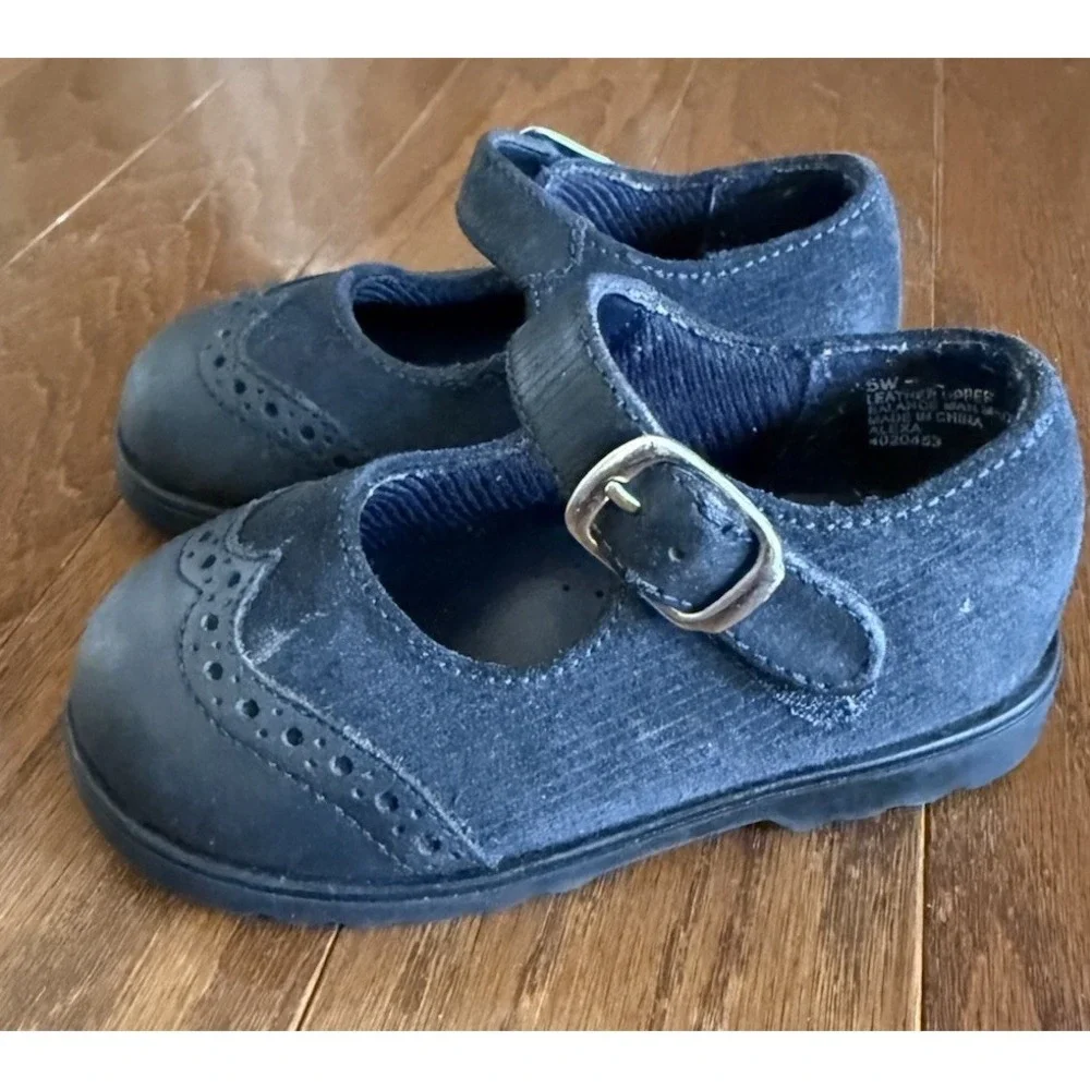 McKids Mary Jane Strap Shoes Vintage Navy Blue McDonald's Girls Size 5W